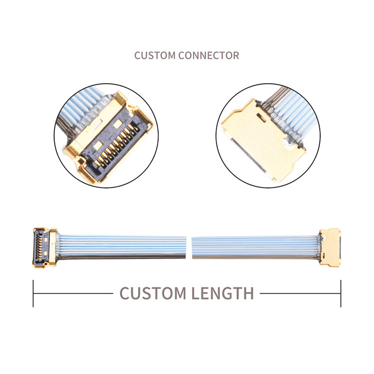 LVDS Kablo Kablo hattı UY 10P 0.35mm Pitch I Pex 20857-010T-01 Ipex Mikro Koaksiyel Kablo için Kablo Montajları