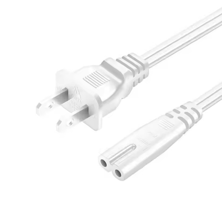 İyi Kalite Saf Bakır 120V 18 Awg 2pin C7 Genişletme Hattı Spt-2 Beyaz AC Güç Kablosu 5FT 2 Prong Ev Aygıtları için Lap