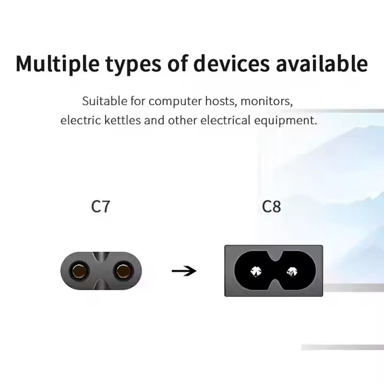 İyi Kalite Saf Bakır 120V 18 Awg 2pin C7 Genişletme Hattı Spt-2 Beyaz AC Güç Kablosu 5FT 2 Prong Ev Aygıtları için Lap