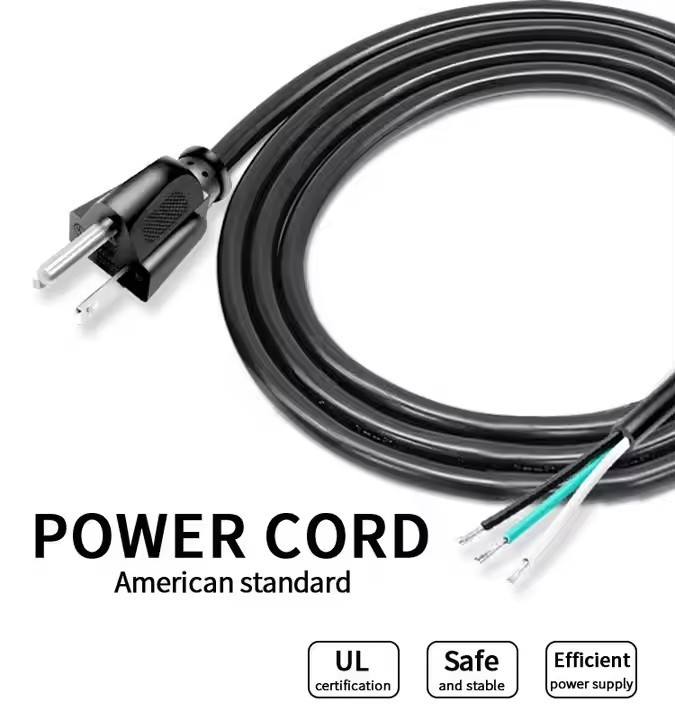 Yüksek Kaliteli Amerikan Güç Kablosu 3 Pin Siyah Pvc 3 Prong Saf Bakır Noktası 18awg 1.5 metre 5ft Kırılmış Ve Ev İçin Doldurulmuş