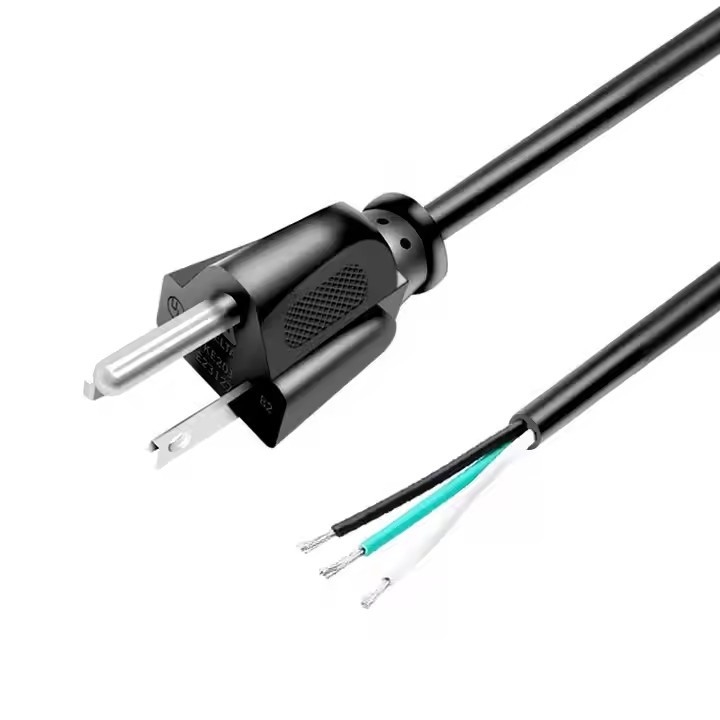 Yüksek Kaliteli Amerikan Güç Kablosu 3 Pin Siyah Pvc 3 Prong Saf Bakır Noktası 18awg 1.5 metre 5ft Kırılmış Ve Ev İçin Doldurulmuş