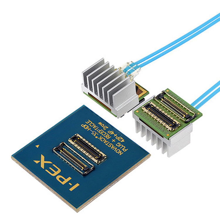 Yüksek yoğunluklu düşük güçlü orta panel optik modül PCB konektörü 21001-042E-01 IPEX LIGHTPASS-EOM 100G 88001-000T-25-01