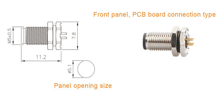 Fabrika Dairesel Bağlantı M5 Kod-A Su geçirmez Serisi Panel Flange PCB Erkek Soket Destek 3-Core Ve 4-Core