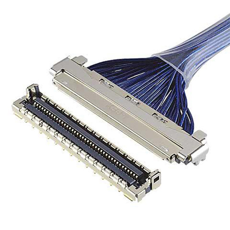 EMI kalkanı LVDS kablosu, 0.4 mm mesafeli I-Pex mikro koaksiyel konektörlü, 20788 20679 30-pin 40-pin 50-pin