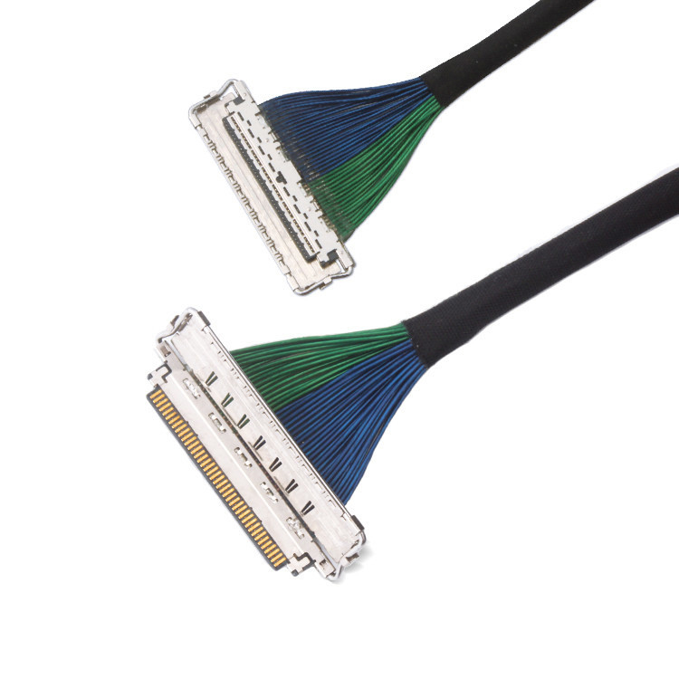 EMI kalkanı LVDS kablosu, 0.4 mm mesafeli I-Pex mikro koaksiyel konektörlü, 20788 20679 30-pin 40-pin 50-pin