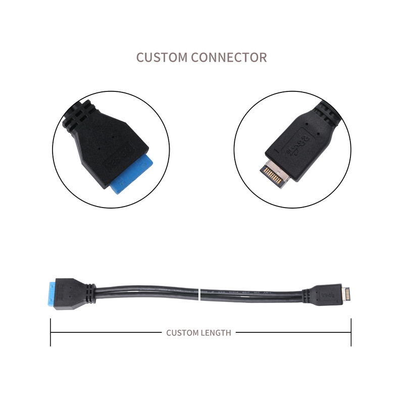 Bilgisayar Ana tahtası Güç Kablosu USB 3.1 Tip-E Erkeğe IDC20P Erkeğe Adaptör Kablosu 20 Pin Uzantı Kablosu