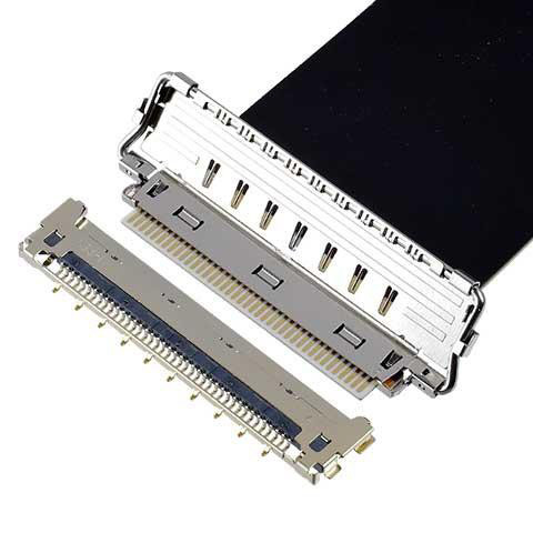 I-PEX Çiftleşme Yönü Horizontal 20856-050T-01 FFC Koaksiyel Kablo 50P 0.4mm Pitch Özel OEM / ODM