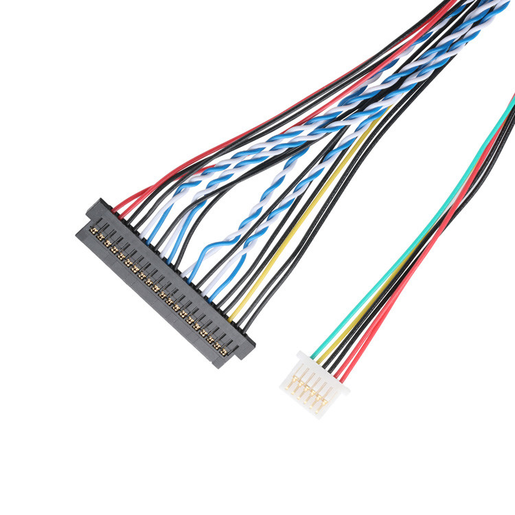 OEM/ODM JAE FI-X30HL 30P 1.0mm Pitch'ten JAE FI-S20S 20P ve SHLP-6P'ye LVDS Kablo Montajı