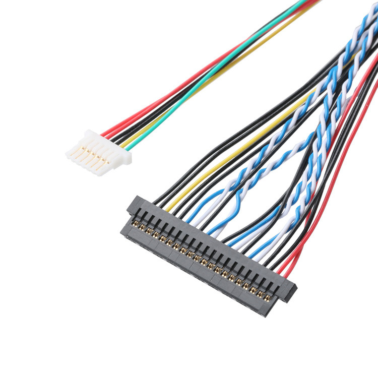 OEM/ODM JAE FI-X30HL 30P 1.0mm Pitch'ten JAE FI-S20S 20P ve SHLP-6P'ye LVDS Kablo Montajı
