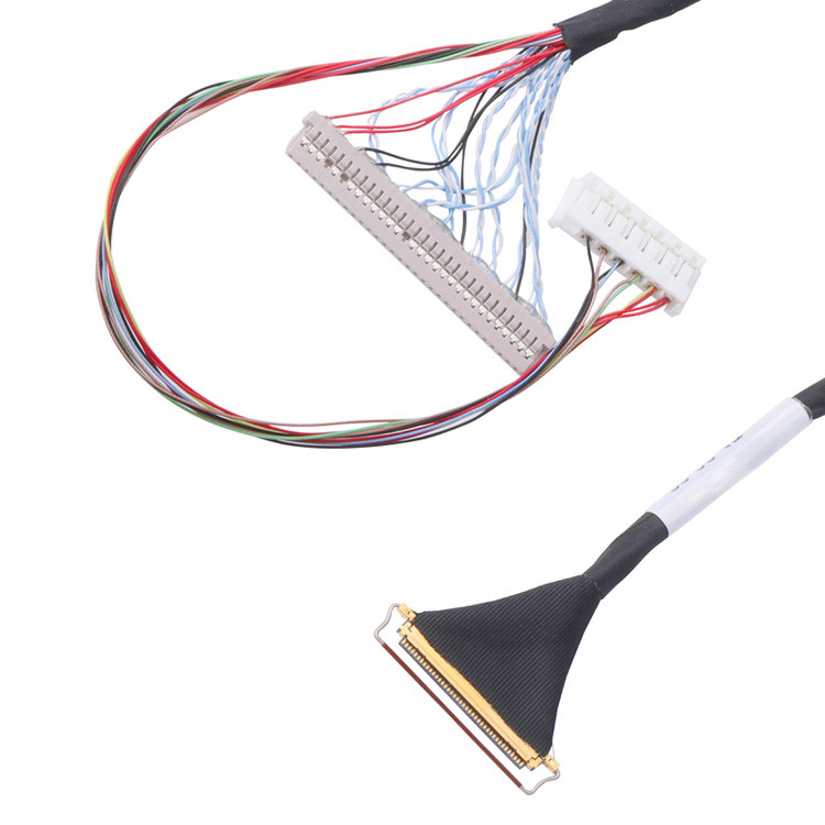 Yatay Çiftleme Tipi Mikro-Koaxial Bağlayıcı Özel 40 Pin Lvds Kablo Montajı 0.5mm Pitch Lcd Lvds Kablo ile