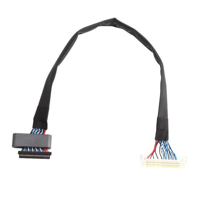 JAE FI-S20S'den FI-X30HL'ye, 1.25 mm'lik bir pitch ve 500VAC için notlanmış LVDS kablo montajı