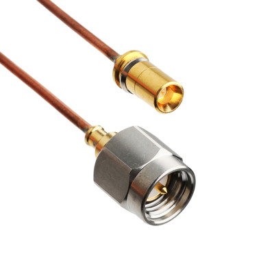 SR047 Yarı Sert RF Koaksiyel Bağlayıcılar VITA 67 SMPM Düz Plug To SMA Erkek Düz Plug