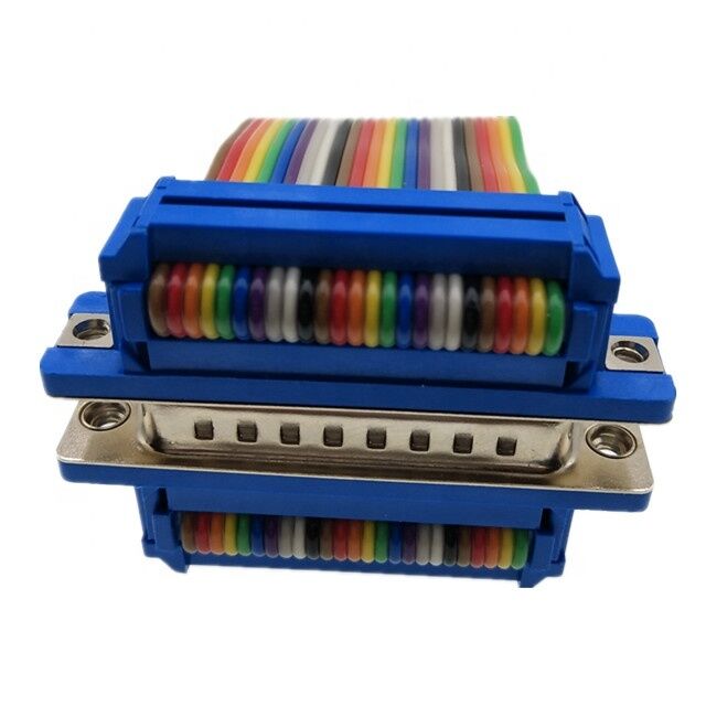 25 Pin Altın Kaplama D-Sub Konnektör, Özel Uzunlukta Yassı Şerit Kablo ve IDC Sıkma Konnektörlü