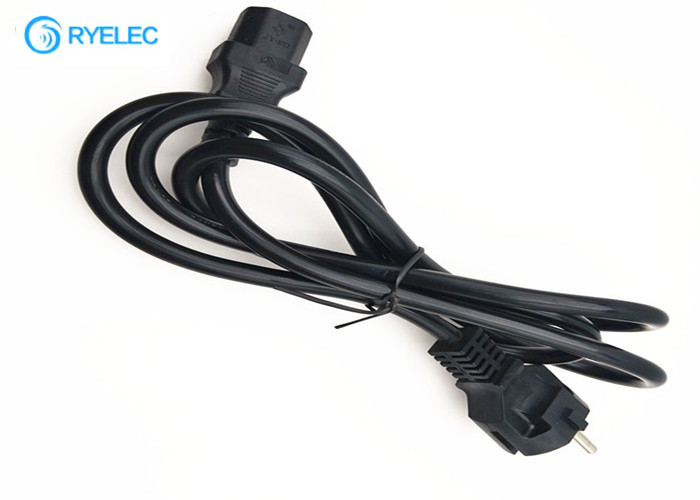 Siyah Schuko Tak Avrupa Güç Kablosu, IEC C13 VDE&amp;#39;ye 3 * 1.5mm2 Kablo Tedarikçi