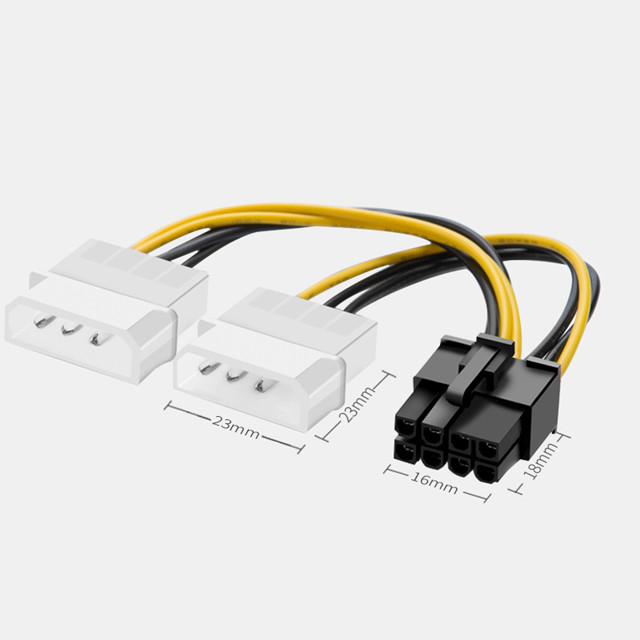 Video Grafik Kartı İçin Çift 4 Pinli Molex - 8 Pinli Pcie Güç Kablosu