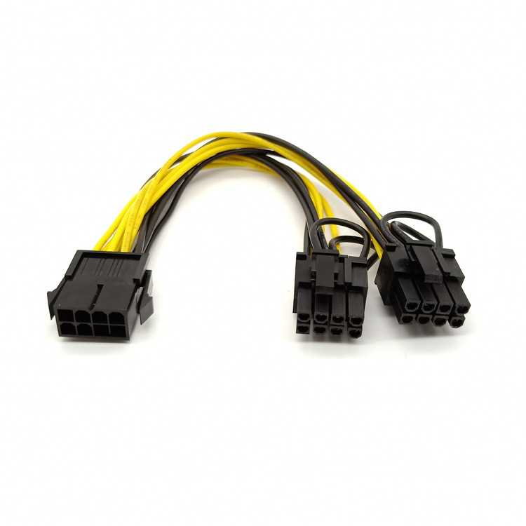Pcie 8pin Dişi Çift PciE 6 2pin Erkek Vga Splitter Güç Dönüştürücü Kablosu 18awg 20cm Grafik Gpu Ekran Kartı Için