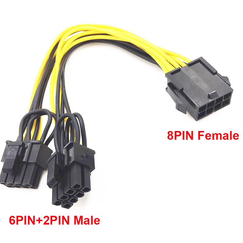 18awg Dişi Çift 8pin Erkek Vga Splitter Güç Dönüştürücü Pcie Konnektör Kablosu
