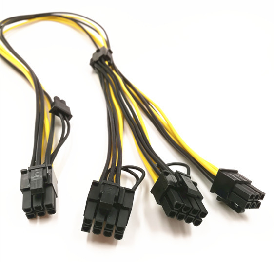 6 Pin Erkek Konnektör - Çift 6+2 Pin Erkek Konnektör pCIE Güç Kablosu